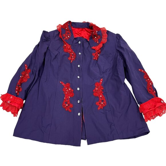 Purple & Red Lace Floral Top Skirt Drawstring Pouch Plus Size Cosplay Theater - Picture 14 of 16